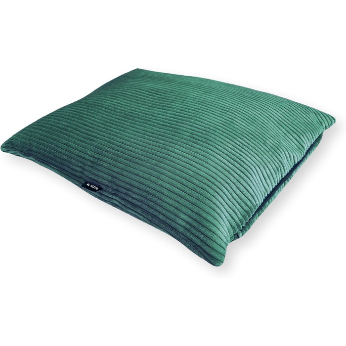 Подушка для собак 4L Textil ZOE Cord XXL 120x100 см, зелена смугаста, м'яка, знімний чохол, для великих порід, прана