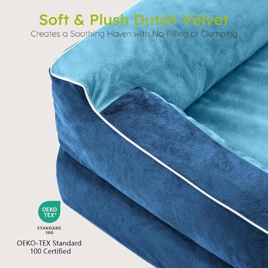 Ортопедичне ліжко для собак, 91x69 см. З іграшкою-кісткою, з охолоджуючого меморі-піни, миється, водовідштовхувальне, антиковзаюче, для великих собак, сірий (темно-синій)