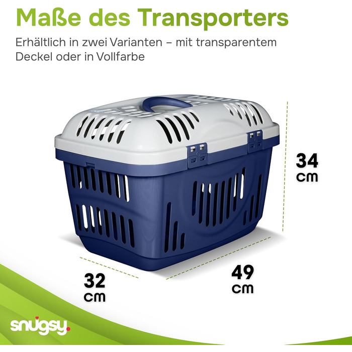 Транспортна переноска для кота Snugsy - Автомобільна переноска для котів з ручкою та затискачами - Пластикова переноска 49x34x32 см сірого та кремового кольору