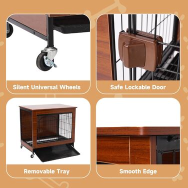 Будка для собак з дерева XXL, внутрішня, на коліщатках, для великих собак