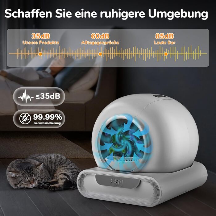 Автоматичний лоток для котів Katzenklo XXL з самоочищенням, керуванням через додаток, датчиком безпеки та усуненням запаху. Великий об'єм для кількох котів.