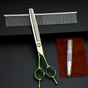 Вигнуті ножиці для собак - 7.0' професійні ножиці для грумінгу собак з японської сталі, ножиці для догляду за шерстю собак та котів, зелені (тонкість леза 40%-60%)