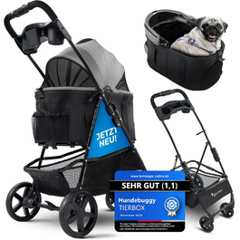 Візок для собак Tierbox до 10 кг, для маленьких собак та котів, сірий, складний, QuickFold