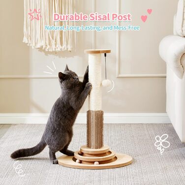 Made4Pets Когтеточка для котів з інтерактивними іграшками, обертовою платформою, треками з кульками та підвішеними м'ячами, ідеальна для домашніх котів