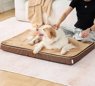 Килимок для собак з memory foam, XL, знімний, пральний чохол та водонепроникний наповнювач. Підходить для великих собак, 106,7 см, 41' x 27' x 2' (30' x 19' x 2')