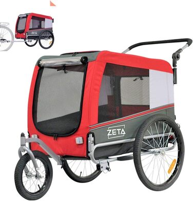 PAPILIOSHOP Причіп для собак та котів, візок для тварин, 3 розміри, стабільний, комфортний, практичний (Червоний)