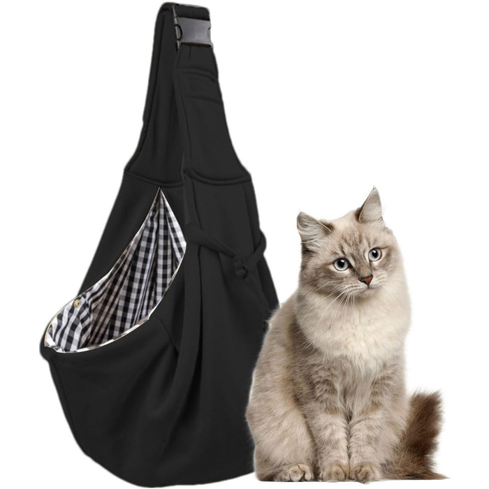 Транспортна переноска для собак маленьких порід - сумка на плече для домашніх тварин з регульованим плечовим ременем, чорна