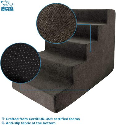 Сходинка для собак та котів - 4 сходинки, з антиковзким покриттям, для дому, коричнева сітка, без монтажу