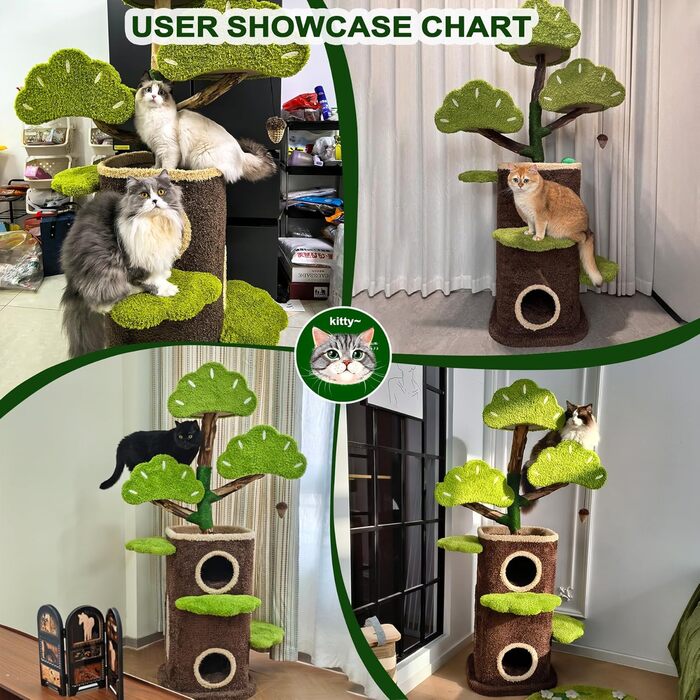 Дерев'яний кігтеточка для великих котів Kratzaum Groß 190CM XXL - багатоярусна конструкція з сизалю, платформи, будиночок, ігровий комплекс