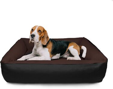 Ліжко-матрац для собак BedDog 2в1 MAX Quattro M, велике собаче ліжко з бортиком із кордури, миюче, для дому та вулиці, мокко-чорно-коричневе