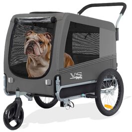 Універсальний візок для собак 2-в-1 Tiggo VS Pets: прогулянковий buggy та причіп для велосипеда, складаний, об'єм 270 л, для собак до 35 кг, сірий