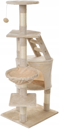 Когтеточка-вежа для котів з лежаком та стовпчиком Funfit Home&Office, 120 см