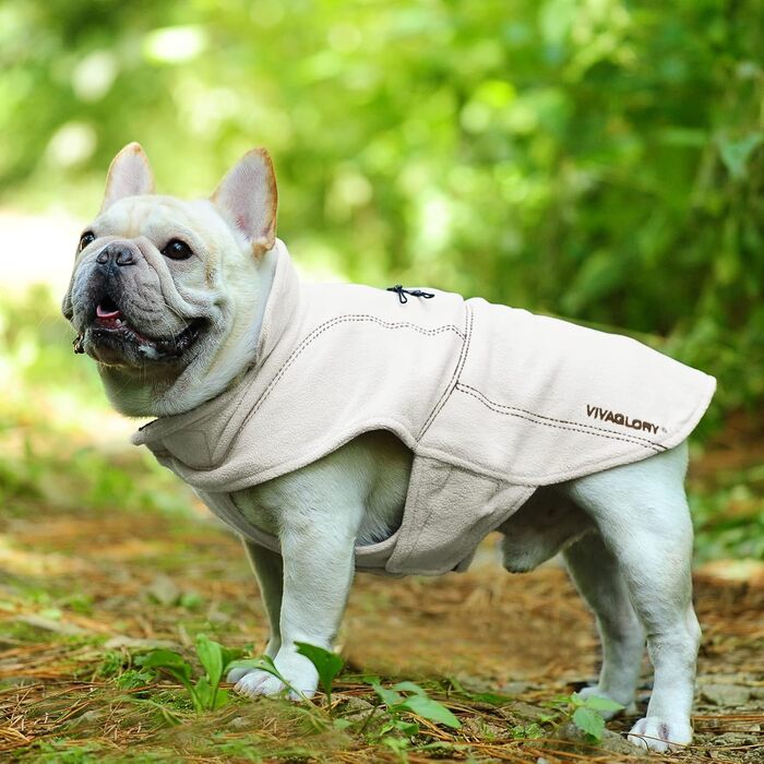 Зимовий теплий одяг для собак VIVAGLORY Softpad - флісовий теплий одяг з захистом живота, світловідбиваючий, регульований, бежевий, XXS (31-36см, 20см)