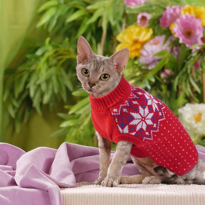 Пуловер для собак KATZINST, теплий флісовий пуловер для маленьких собак, святковий новорічний пуловер, для Французького бульдога, Дакселя, Чихуахуа, Йоркшира, зелений, червоний (M)