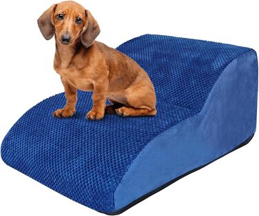 Сходинки для собак Galatée: 2-ярусні, з антиковзким покриттям, для ліжка, дивану та авто. М'яка рамка з піни знімний, пральний чохол (блакитний)