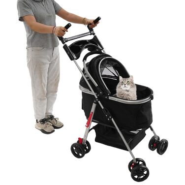 Візок для собак та котів, складаний, чорний, 50x60 см