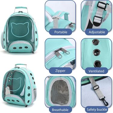 Рюкзак для котів та маленьких собак PETCUTE, дихаючий, знімний килимок, до 6 кг, з прозорим вікном, для подорожей (Цянова)