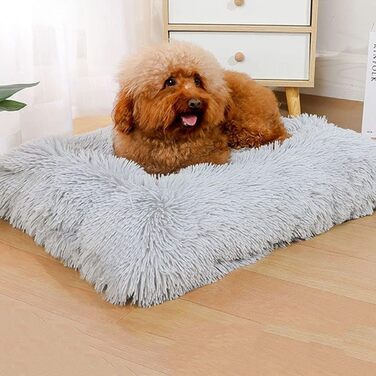 М'яке ліжко для собак та котів GUOCU Deluxe, 94x63 см, сірий колір. Зі знімним чохлом, неслизьким дном та теплим флаєсом.