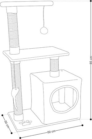Дерев'яний комплекс для котів Beltom з огородженим будиночком, 85 см, бежевий