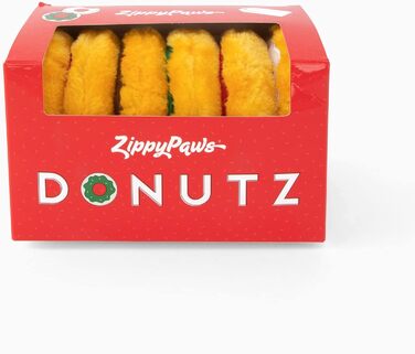 ZippyPaws Плюшеві іграшки для собак Holiday Mini Donutz, набір 6 шт, з пищалками, для малих і середніх порід, святковий подарунок