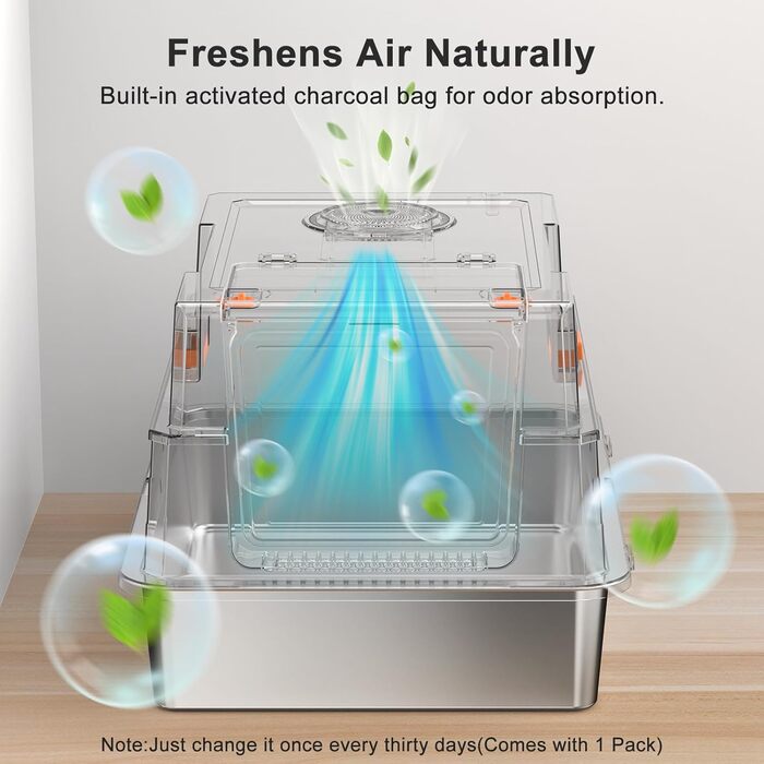 Велика лоток для котів з нержавіючої сталі з кришкою, XXXL, для великих та кількох котів, високі бортики, захист від протікання сечі, антибактеріальний, легко чистити