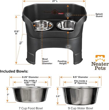 Автоматична годівниця для собак NEATER PET BRANDS Feeder-Deluxe з подовженими ніжками, велика, чорна