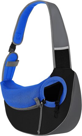 Сумочка для собак Pawaboo з кишенею для дотику, регульована переноска для собак, сумка для перенесення домашніх тварин для прогулянок на відкритому повітрі - чорний (Індиго, M)