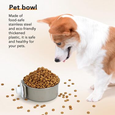 Набір мисок для води та корму для собак Joyoldelf 2-в-1, 13 см, 600 мл, підвісні, з нержавіючої сталі та пластику, для собак, котів та інших дрібних тварин