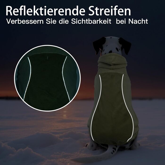 Теплий зимовий пуховик для собак Katzinst - теплий пуховик для собак з захистом живота, флісовий, для великих собак, зелений (2XL)