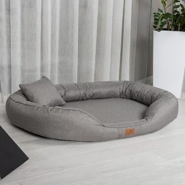 Ортопедичне ліжко для собак Tierlando® Sammy з віскоеластичним матрацом та високим бортиком з міцного поліестеру. Розмір: 140x105 см. Колір: (L99 Темно-сірий меланж, 170x110 см (внутрішні розміри: 120x85 см))