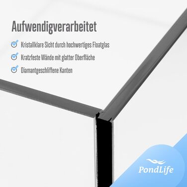 Акваріум зі скла для риб і черепах Pondlife 30×20×20 см, для прісної та солоної води, тераріум