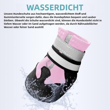 Водонепроникні собачі чоботи з антиковзкою підошвою, 4 шт. – захист лап для собак маленьких, середніх та великих порід (Рожеві, XL)