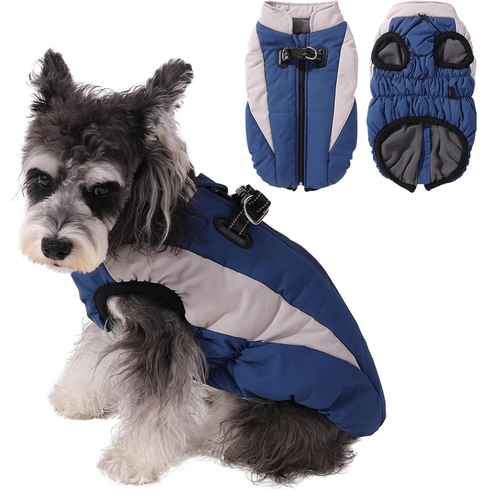 Зимовий теплий одяг для собак, куртка Kates Wetter, вітронепроникна, світловідбиваюча, флісова, з отвором для шлейки, тепла флісова жилетка для собак, розмір X, куртка для собак на блискавці, зимовий костюм для собак, зелений (L, блакитний)