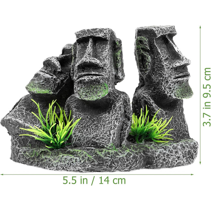 Декорація для акваріума Moai – голова острова Пасхи, скульптура Ahu Akivi, укриття для риб, прикраса для прісноводного та морського акваріума, ландшафтний орнамент, бренд minkissy