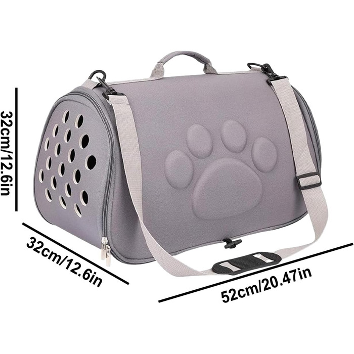 Сумка для тварин Katzen Reisetasche | Сумка-переноска для кота/собаки з регульованим плечовим ременем для подорожей, прогулянок, активного відпочинку, перельотів, кемпінгу, візитів до ветеринара, міста, покупок (сіра, L)