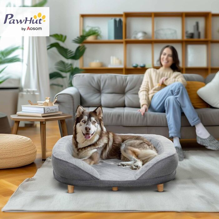 Диван для собак PawHut з миючоюся оббивкою, сірий, 90x78x25 см, до 25 кг