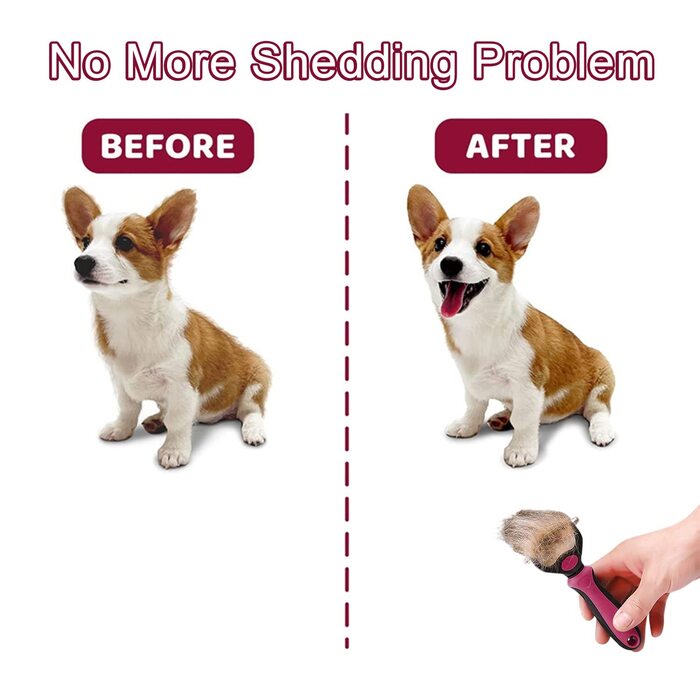 Щітка для вичісування шерсті домашніх тварин (собак та котів) проти ковтунів, рожева