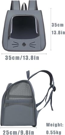 Сумка-переноска для котів та дрібних тварин, рюкзак-переноска з сіткою, сірий колір