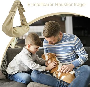 Сумка-переноска для собак та котів, Khaki. Зручна переноска для вигулу, подорожей та активного відпочинку. Регульовані ремені, легка та міцна.