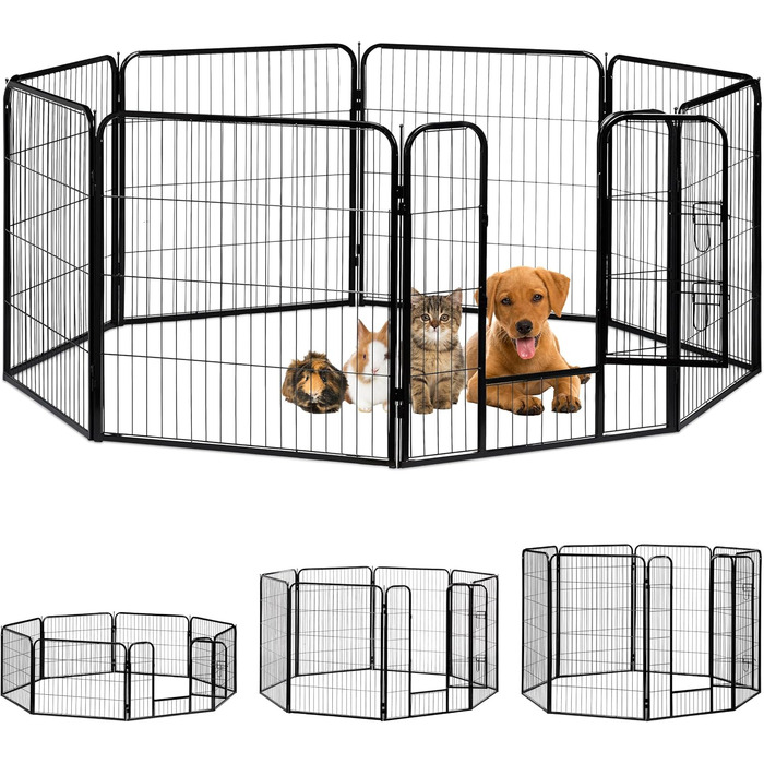 Вольєр для цуценят та дрібних тварин Relaxdays - чорний, 80x78x235 см