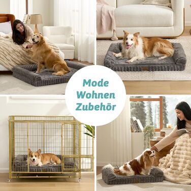 Ортопедичне ліжко для собак XL з штучного хутра, 110x80x17 см, сіре. Знімне, миється, водонепроникне, антиковзаюче.