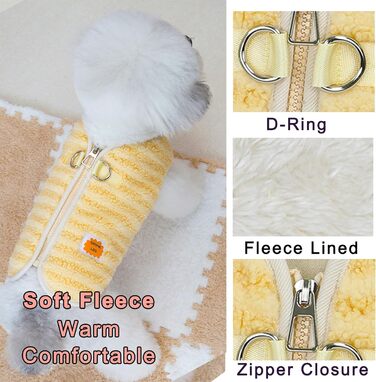 Теплий пуховик для собак Zunea, для чихуахуа та йоркширських тер'єрів, XS/S, зелений/жовтий, з D-поточкою, теплий флісовий костюм для маленьких собак