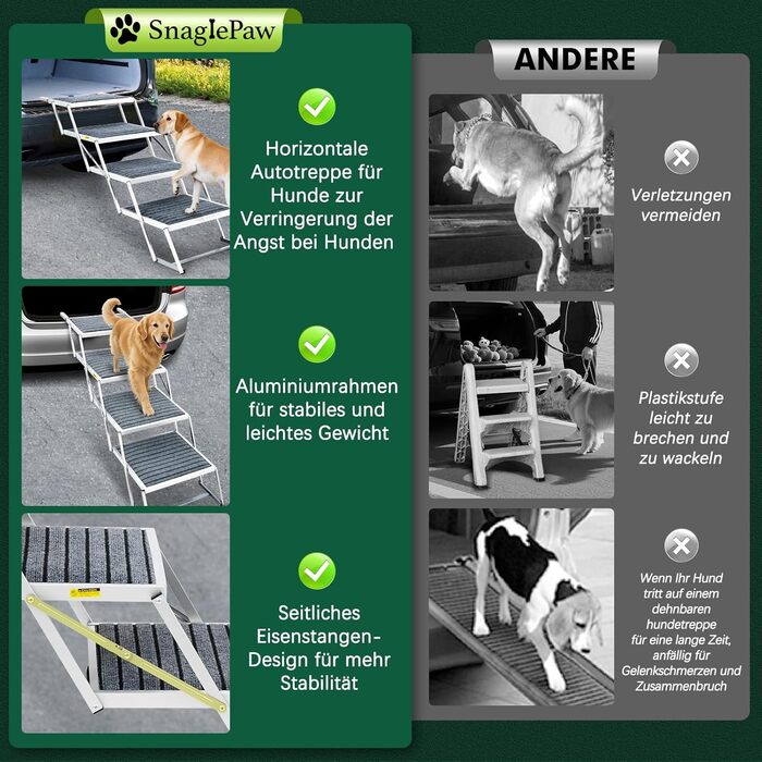 Сходинка для собак у машину з килимком, широка, 4 сходинки, складана, до 100 кг, для вантажівок та SUV