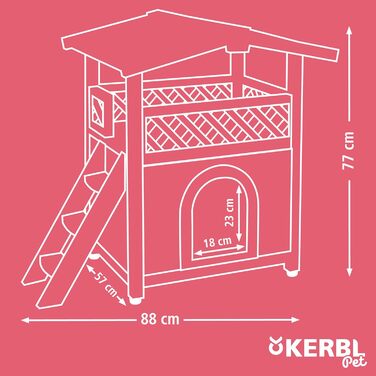 Будиночок для кішок Kerbl Tyrol Alpin 88x57x77 см, натуральне дерево, для вулиці