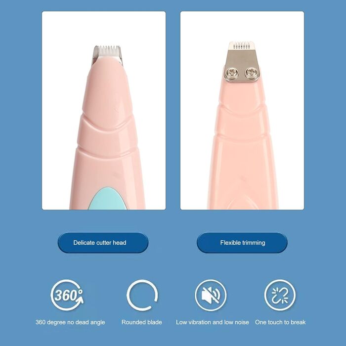 Набір для догляду за шерстю собак Flexman: акумуляторний тример, шліфувальник нігтів, для собак, котів та дрібних тварин (рожевий)