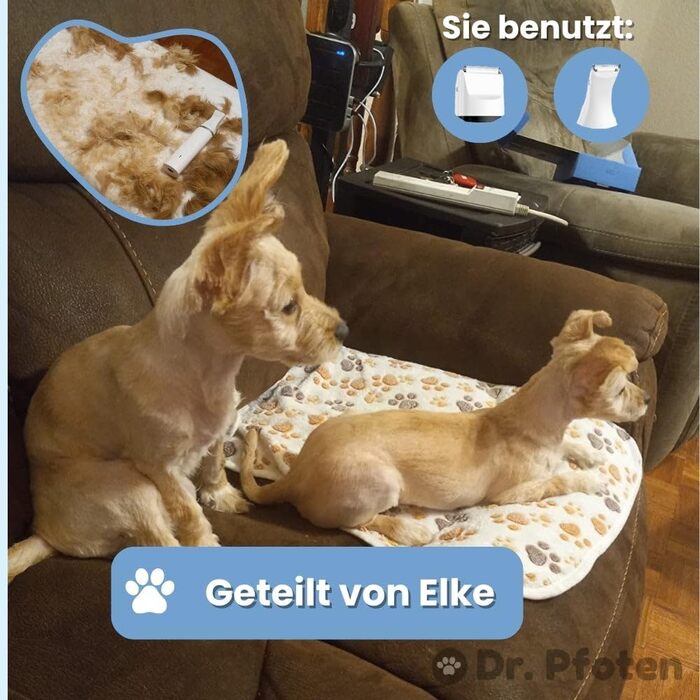 Машинка для стрижки собак та котів Dr. Pfoten MultiTrim Pro 4-в-1 - тиха, професійна, водонепроникна (IPX7), з 4 насадками, для догляду за лапами, біла