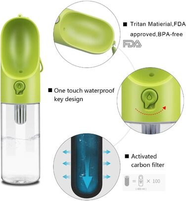 PETKIT Eversweet - пляшка для води для собак, 400 мл, зелена, PET, для подорожей
