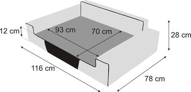 Ліжко для собак, лежанка для тварин, кошик для котів, знімний чохол, чорний колір, XXL (116x78 см), Fancy