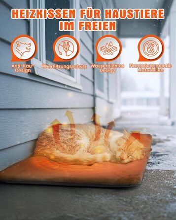 Електричне грілка для тварин на вулицю, вологостійке грілка, автоматичне регулювання температури, стійке до укусів, 40*50 см, сірий