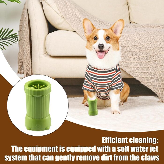 Автоматичний мийка лап для собак, USB-мийка лап для домашніх тварин, автоматичний пристрій для миття лап для собак, мийка для лап для собак, USB-зарядка, для маленьких та середніх собак (зелений)